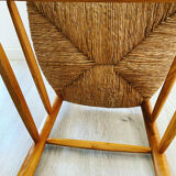 Wood and straw armchair