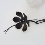 Chandelier, Art Deco suspension in wrought iron and star globe in glass paste.