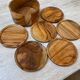 6 coasters in olive wood and their storage box