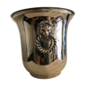 Ancient champagne bucket in silver metal with lion heads
