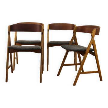 Set of 4 chairs model 1255 by Kjaernulf, 1960s.