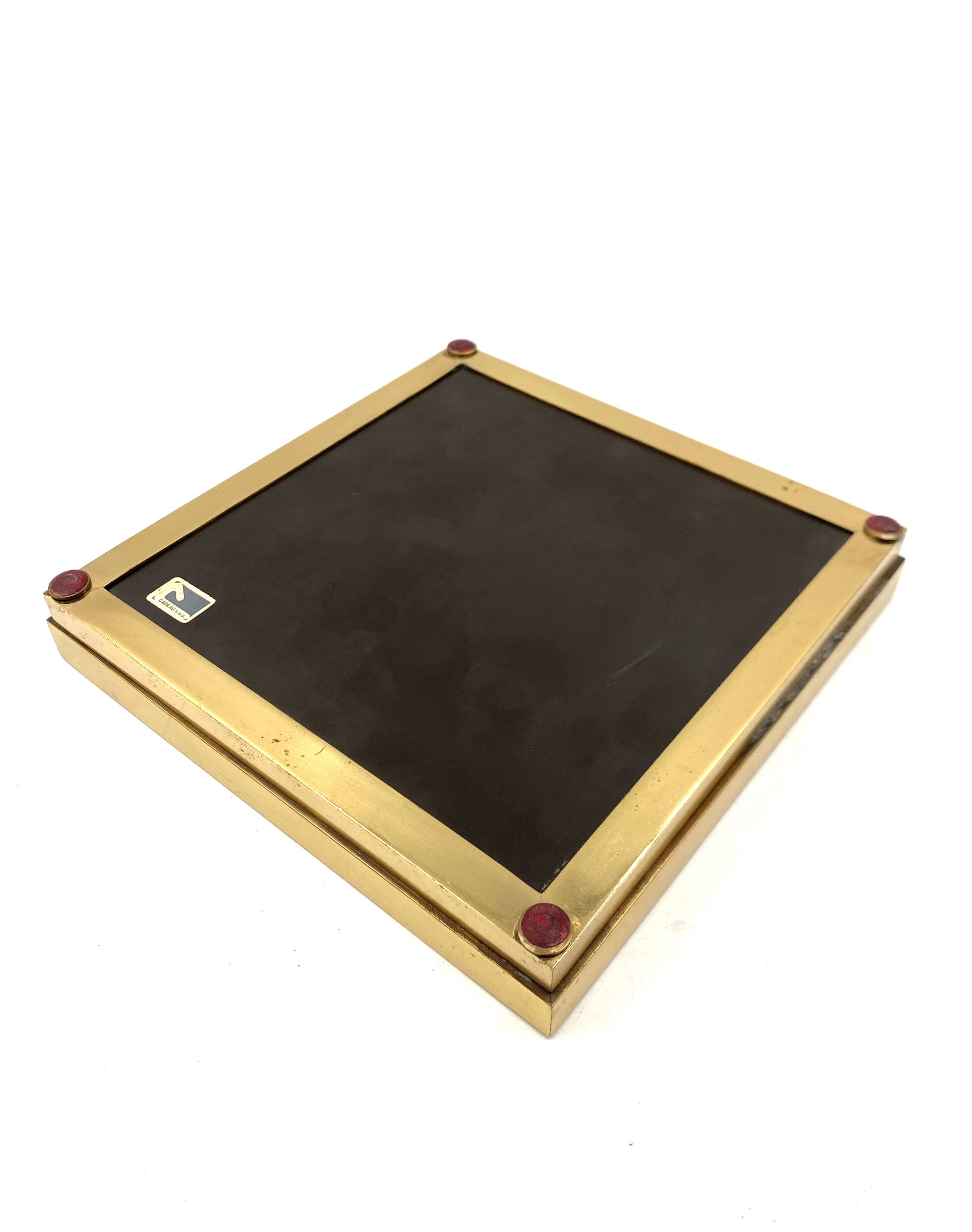 Hollywood regency vide poche, brass and Vienna straw, Italy 1970