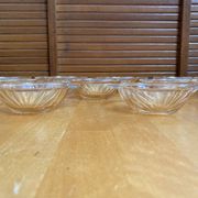 Série 9 Coupelles Bols Anciens Verre Moulé Ambré Irisé Vintage #E077