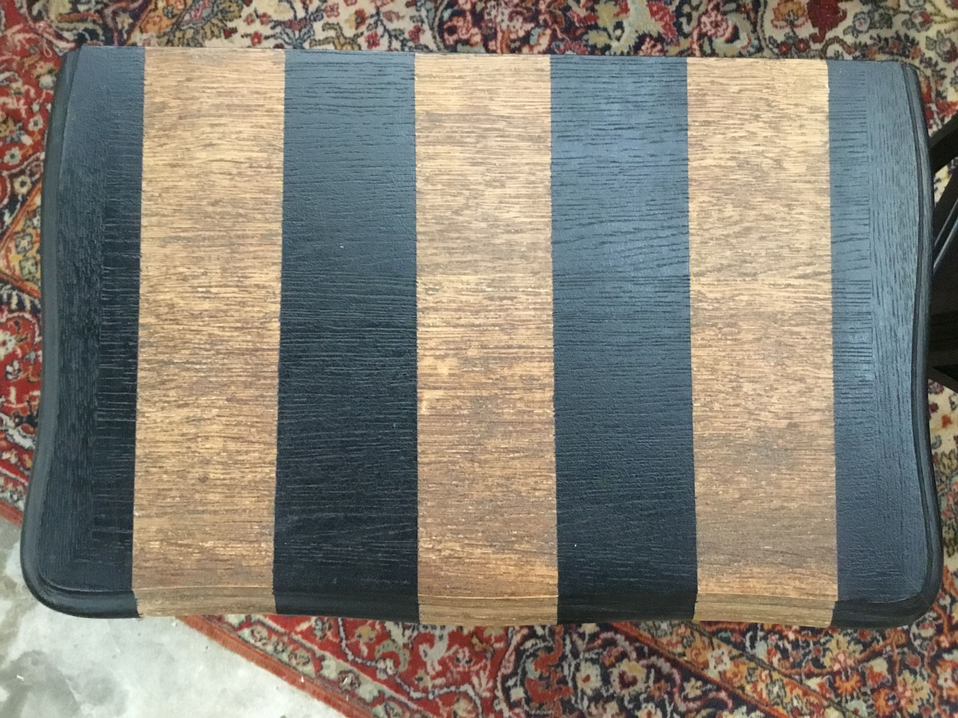 Bedsides 1 drawer, with set of black stripes and raw wood