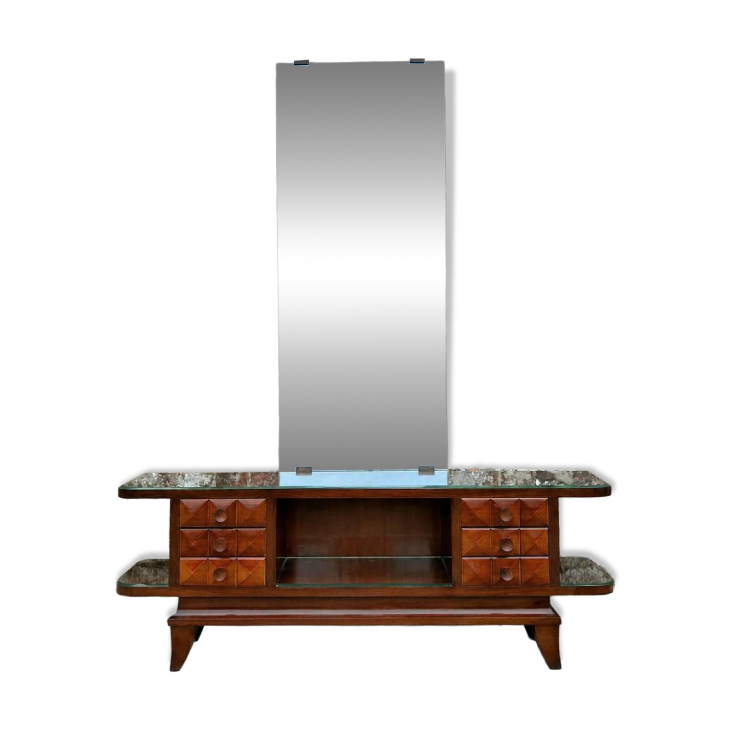 Art Deco mahogany console table, vintage entrance furniture.