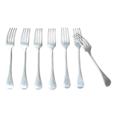 Set de 7 fourchettes en argent Cailar-Bayard, monogrammées MS