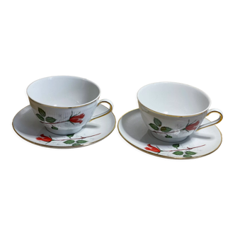 Duo de tasses décor roses