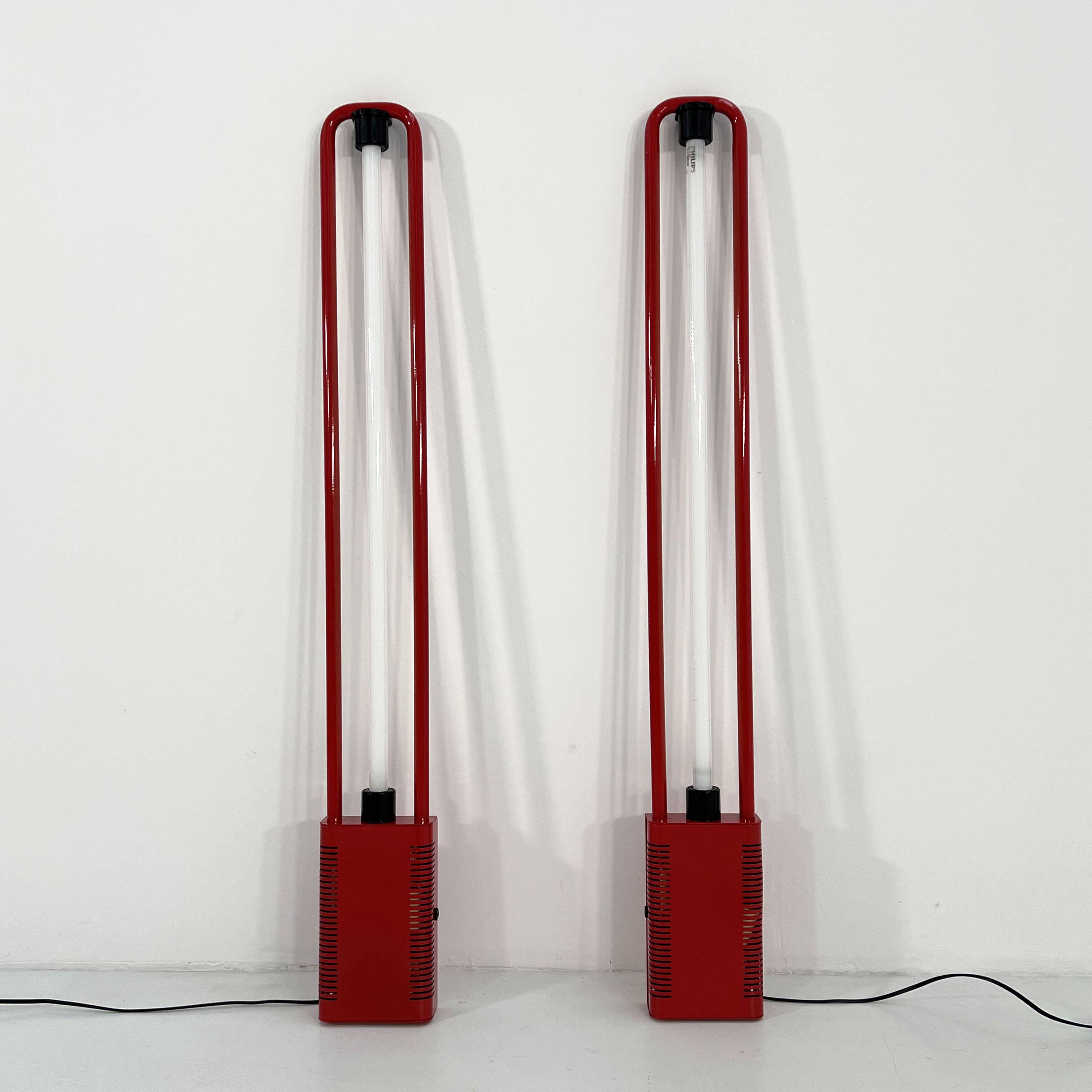 Uno red floor lamp by Gian N. Gigante for Zerbetto, 1980