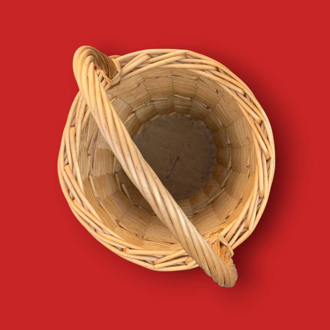 Antique woven wicker umbrella stand – handmade – 1970s