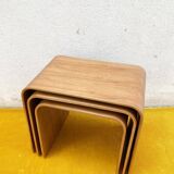 Trio de tables gigognes Habitat – design noyer courbé scandinave