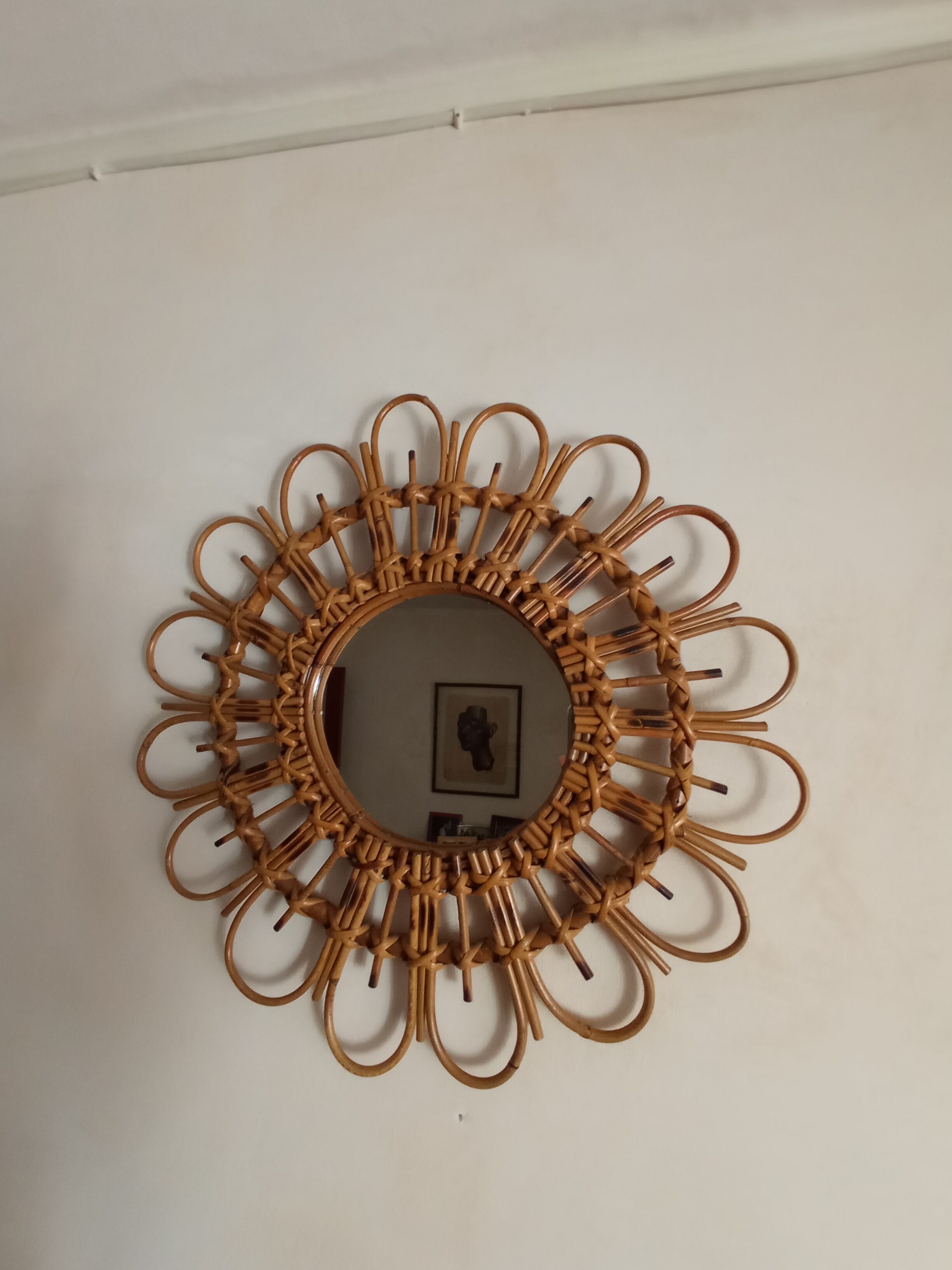 Vintage bamboo mirror 56cm