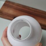 Vintage ball lamp globe in white opaline portable suspension