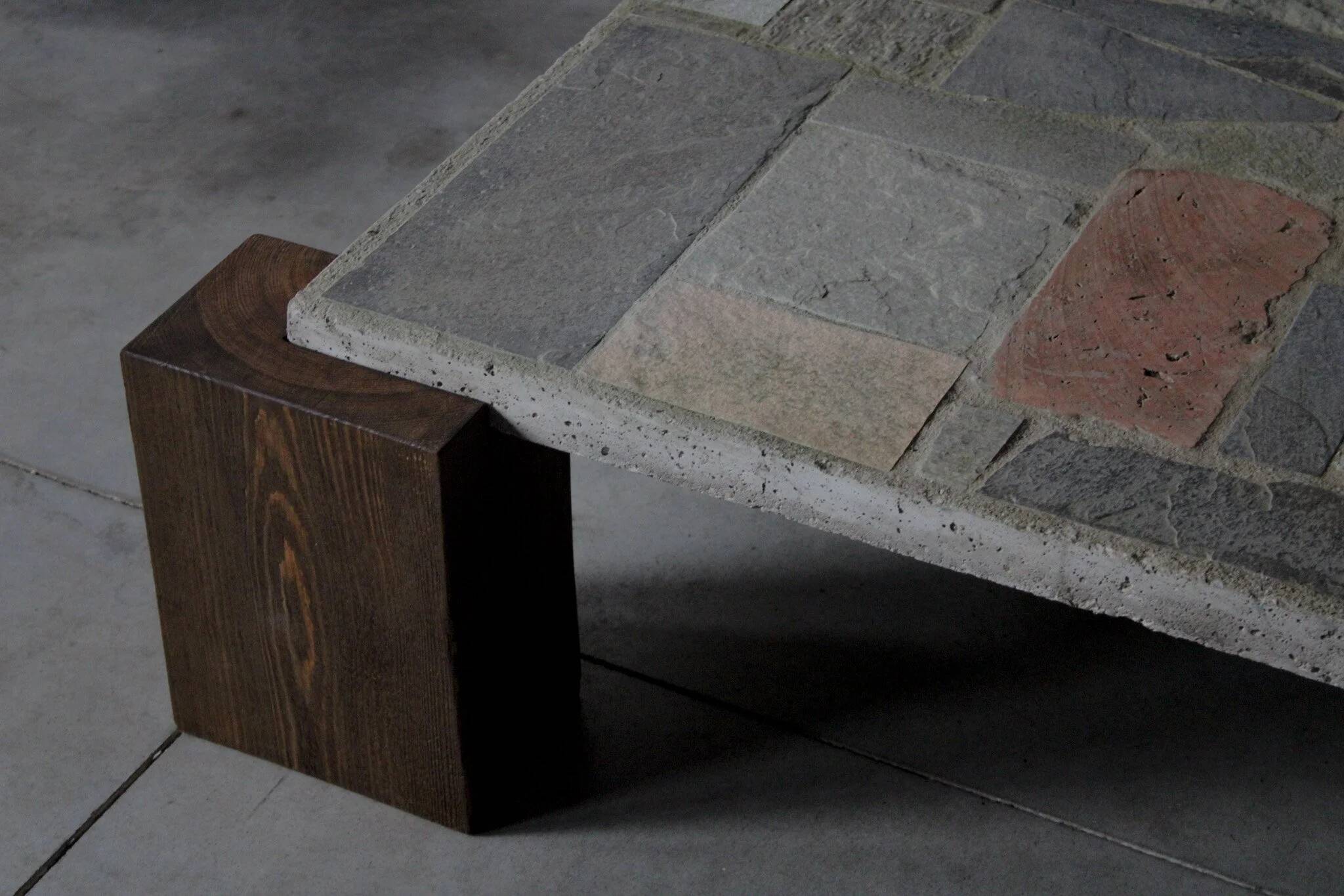 Concrete and stone coffee table - Netherlands 1960s