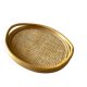 Oval tray made of rattan and bamboo from the 1970s