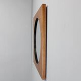 1970s Pair of Oak Large Square Mirrors, Czechoslovakia