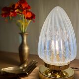Lampe à poser globe vintage art déco en verre laiteux