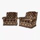 Set of 2 fabric armchairs