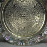 large antique wall plate Mexico alpaca Mayan calendar vintage wall plate decor