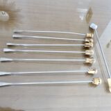 Set of 8 cocktail mixers with bamboo handles from the 60s
