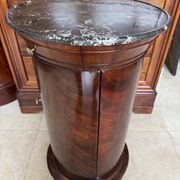 Rare Somno with drawer, Empire period Cuban mahogany and superb grooved marble.