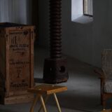 Wabi-Sabi stool in handmade birch, modern Scandinavian style, 1960s.