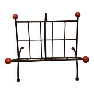Magazine rack in iron and wood