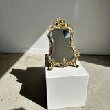 Art Deco style gilded bronze mirror with beveled glass H40cm