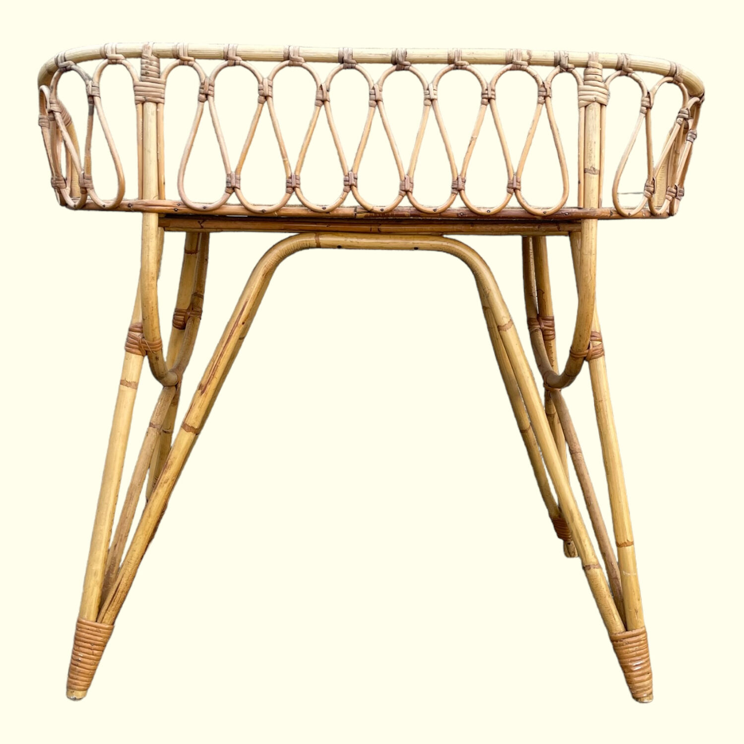 Bamboo and rattan desk and chair set, circa 1970