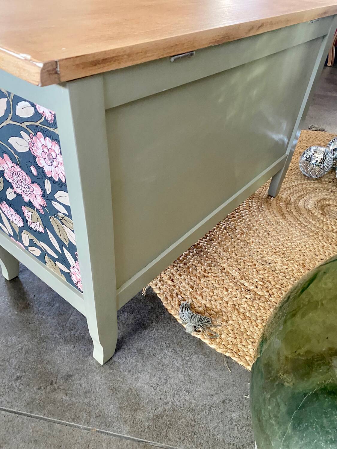 Wooden chest for toys or storage with a green and wood makeover