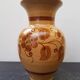 Beige ceramic vase with vintage brown flower decor