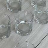 Lot de 6 verres à eau en cristal forme octogonal épais