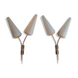 Pair of double organic design wall lights 1950s