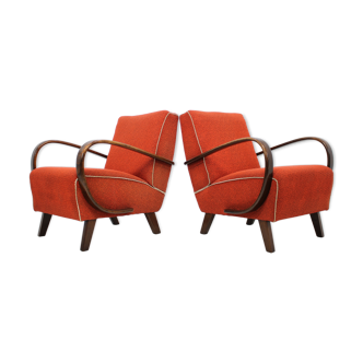 Set of two retro armchairs by Jindřich Halabala, 1950's.