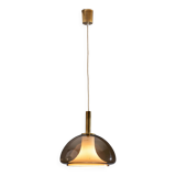 Hanging lamp with smoked Murano glass and opaline inner shade