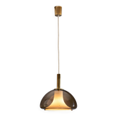 Hanging lamp with smoked Murano glass and opaline inner shade