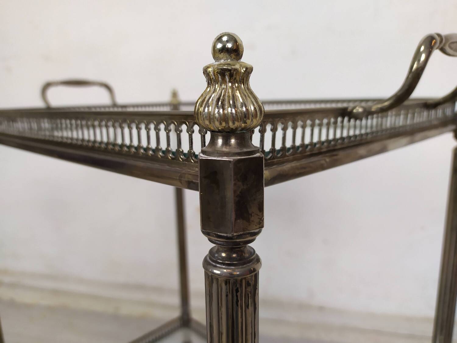 Silver-plated brass rolling trolley