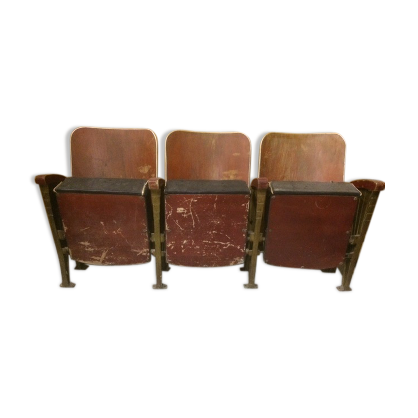 Suite de 3 anciens fauteuil de cinema