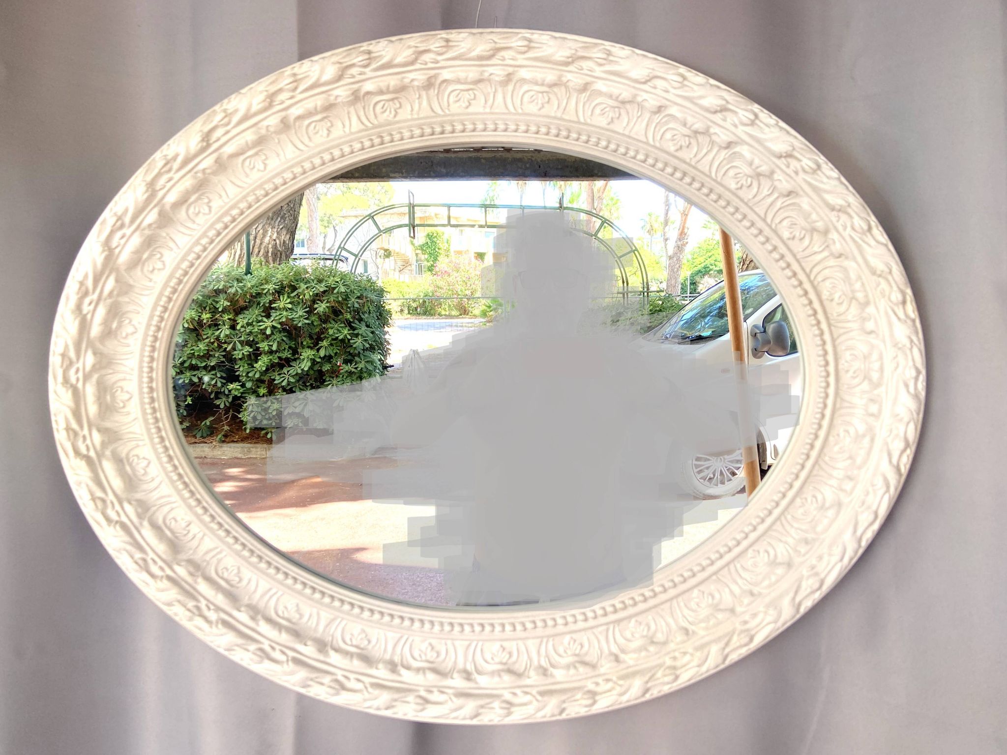 Large White Stucco Wooden Mirror Shabby Chic Baroque Decorative Art