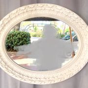 Large White Stucco Wooden Mirror Shabby Chic Baroque Decorative Art