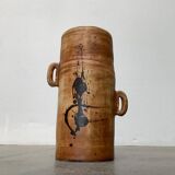 Brutalist mid-century studio pottery vase from La Poterie De La Colombe, 1960s.