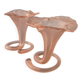 Paire de vases italiens vintage "Lilly" — verre givré rose pâle