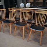 Lot de 4 Anciennes Chaises de Bistrot BAUMANN FRANCE 1960