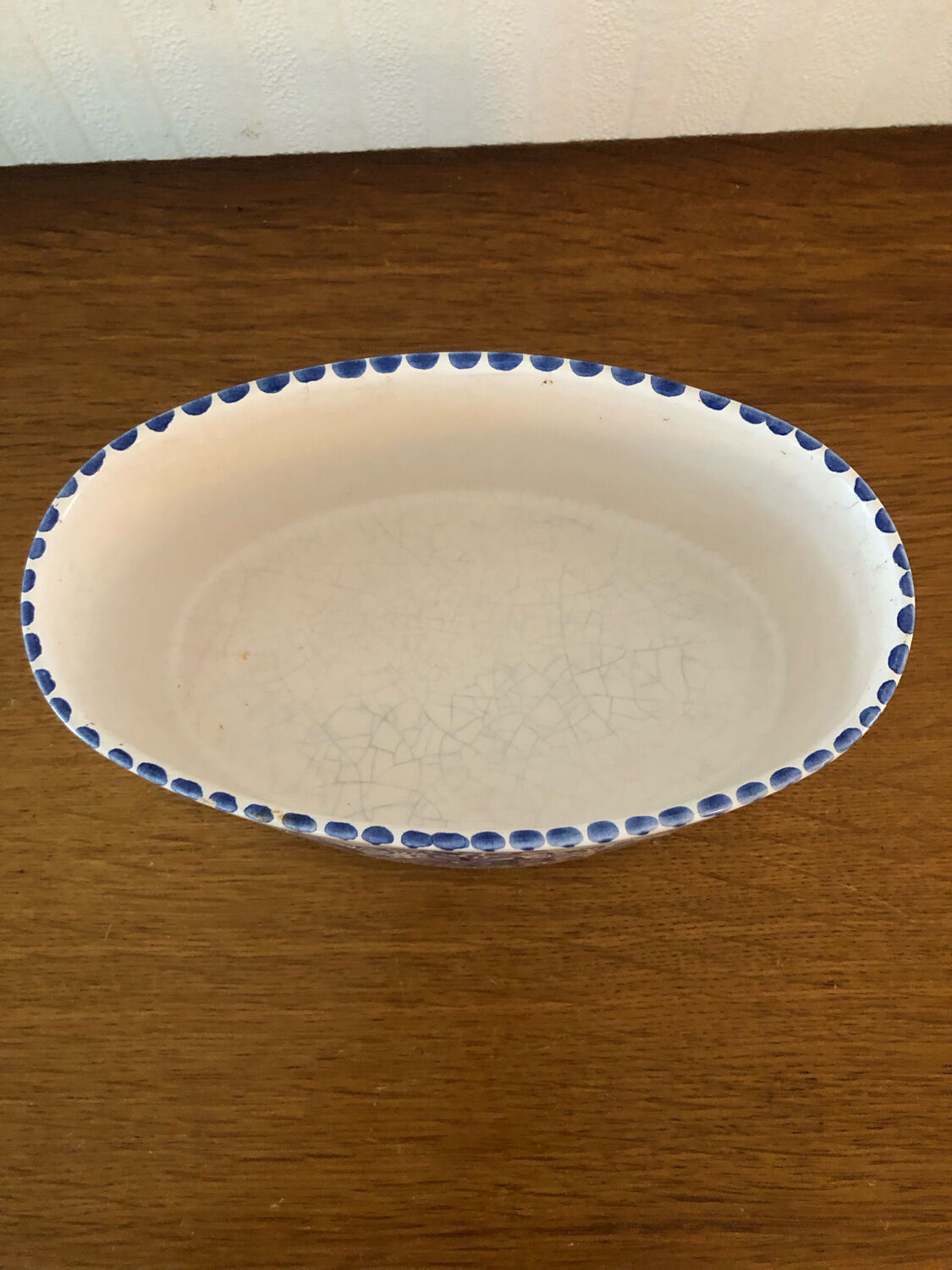 Ceramic pot blue floral decoration vintage signed modra