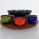 Rotating Teak Tray with Ceramic Bowls, Denmark, 1960s, Set of 10