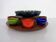 Rotating Teak Tray with Ceramic Bowls, Denmark, 1960s, Set of 10