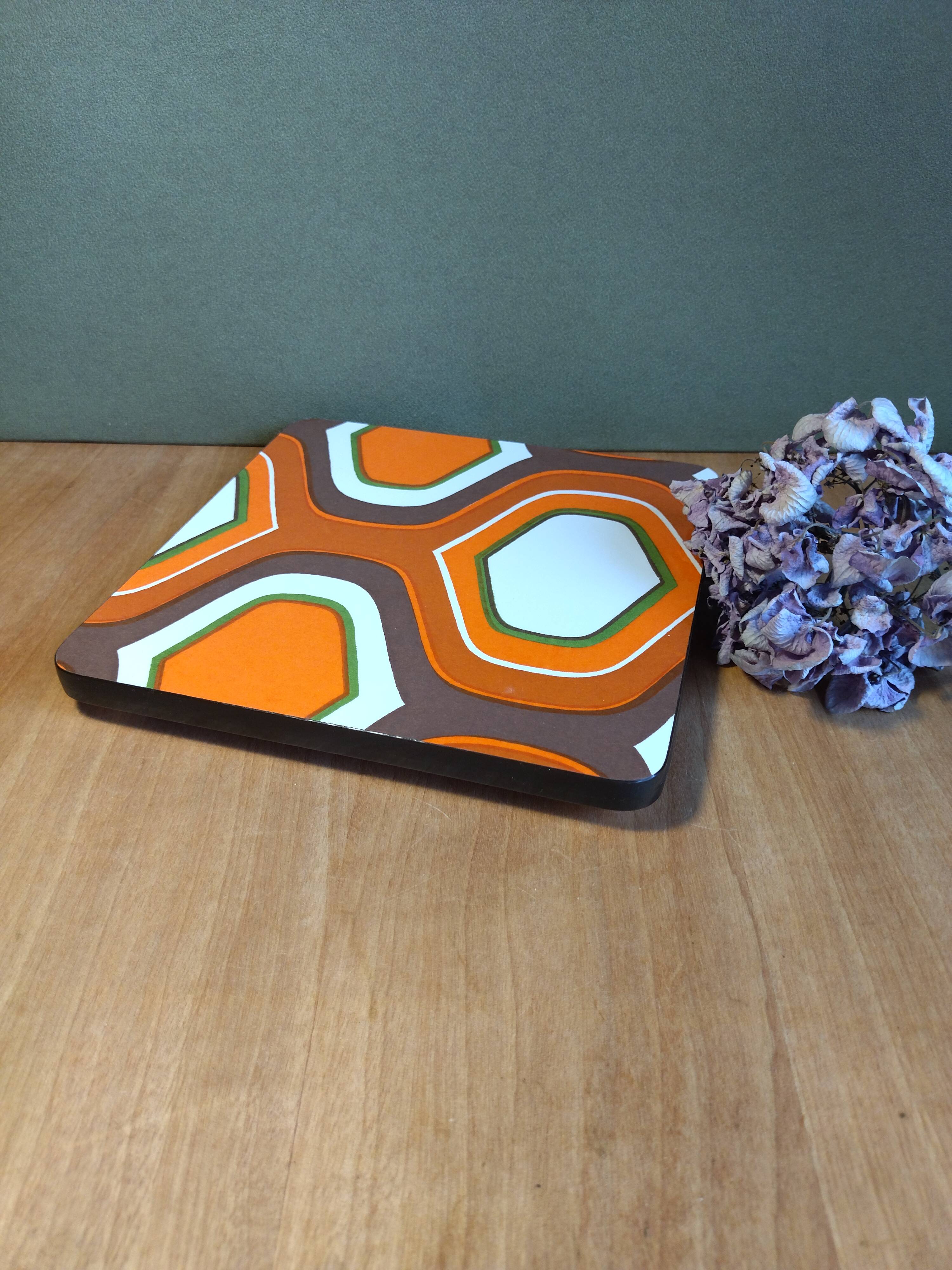 Vintage formica orange and white underside