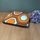 Dessous de plat orange marron et blanc formica vintage