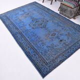5x8 Blue Handmade Wool Vintage Rug, 163x268Cm SK 2726