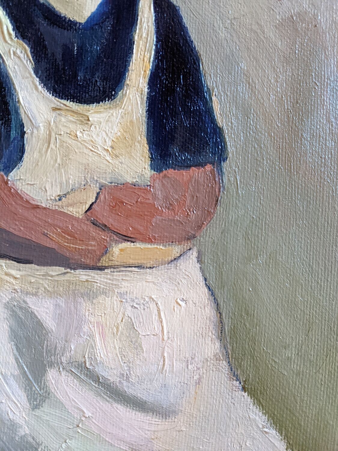 Old acrylic painting on canvas, country decoration.