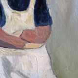 Old acrylic painting on canvas, country decoration.